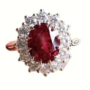 Elegant Red and Goldtone Women's Ring